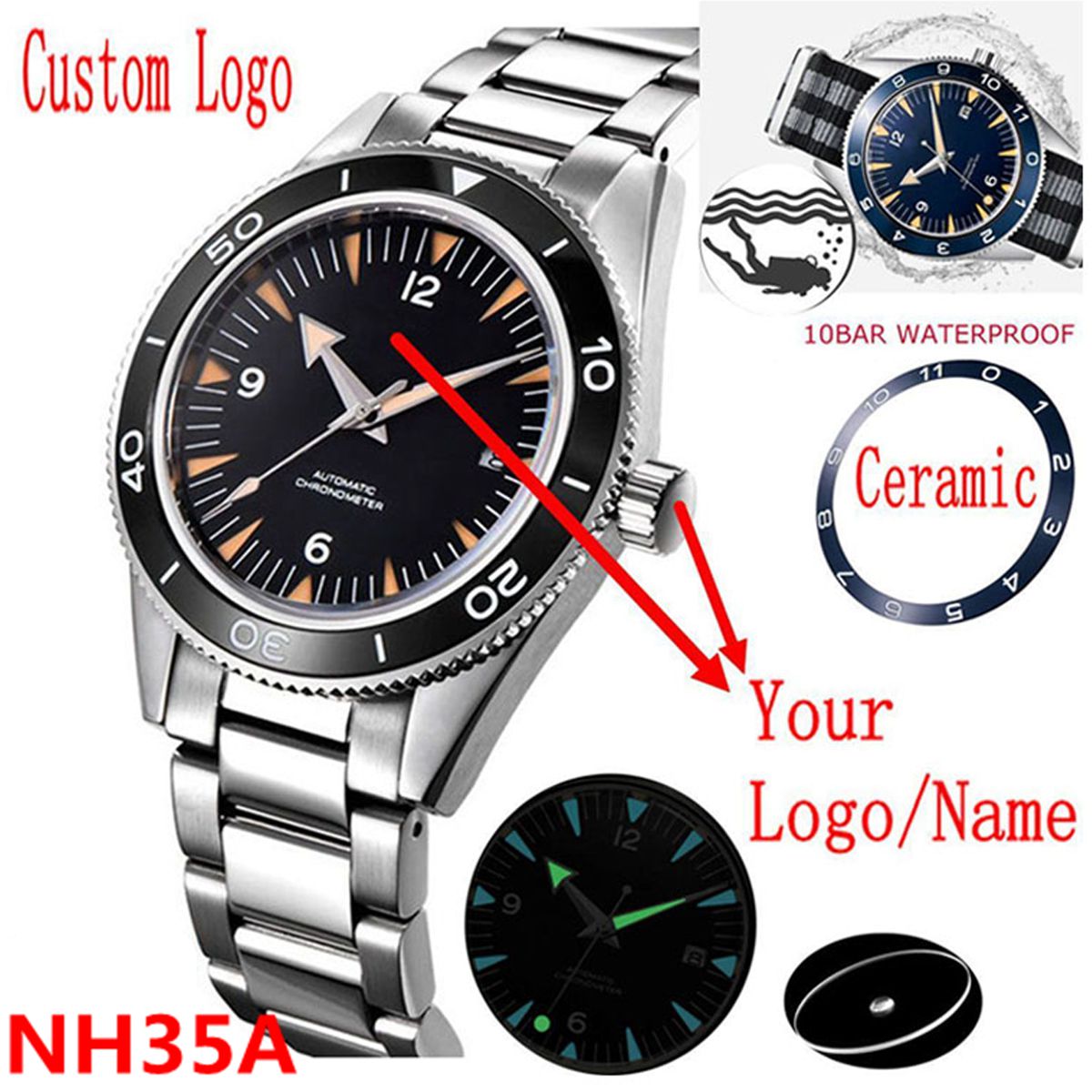 사용자 정의 로고 NH35 무브먼트 시계 10bars  - Seiko Watch Prospex 리뷰 및 가격