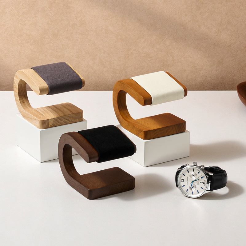 오일브 호두 나무 소재 시계 거치대, 새로운 C자형 시 - Jewelry And Watches Inc 리뷰 및 가격